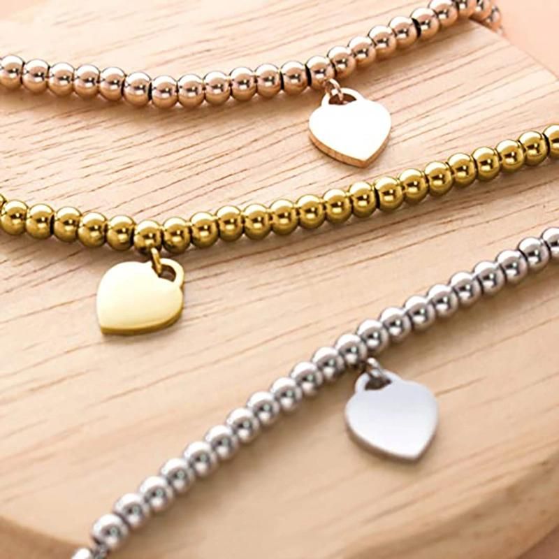 Fashion Women Jewelry Stainless Steel Heart Pendant Bracelet