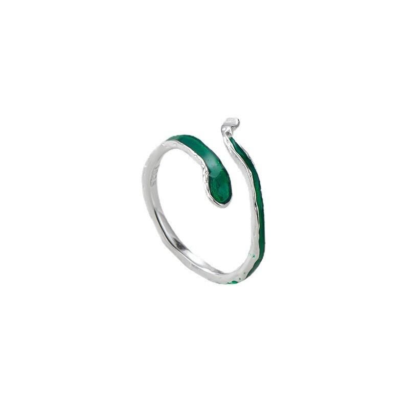 New Fashion Jewelry Gold Plated Animal Snake Wrapping Adjustable Rings with Green Enamel Epoxy for Factory Wholesale Custom Ring