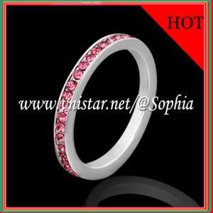 Fashion Stackable Diamond Ring (VSR022-5) with Pink Crystal Stones