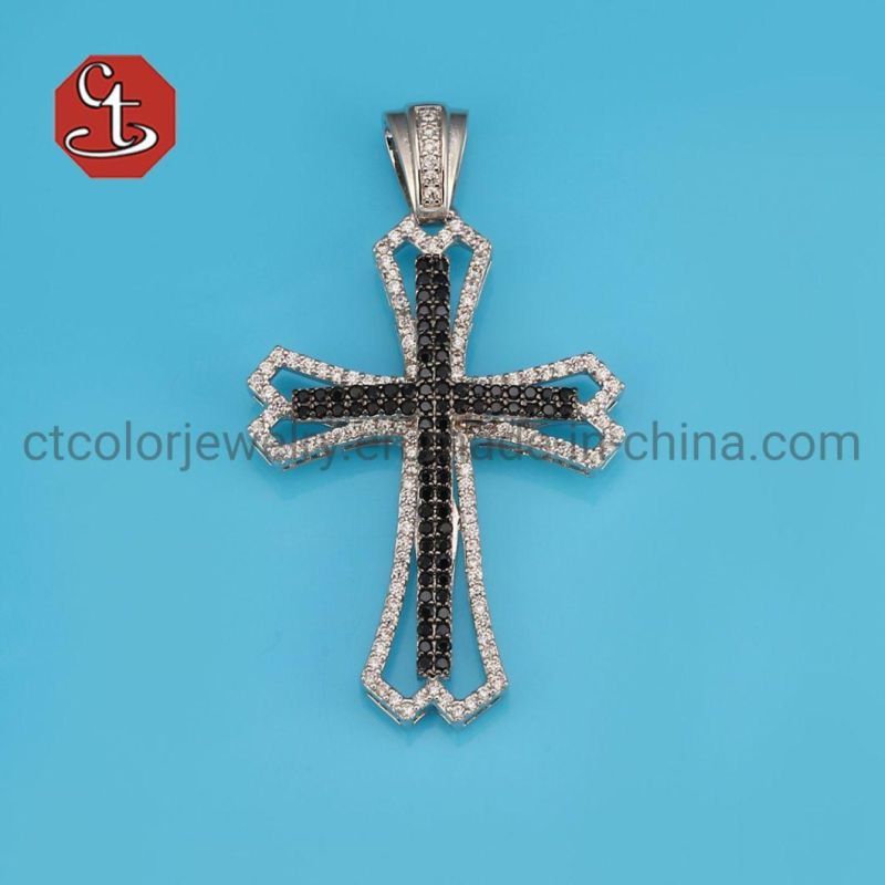 New Arrival Cross Pendant Silver Necklace With AAA Zircon Stone Faith Jewelry Wholesale Necklace for Men
