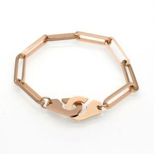 Simple Personality Stainless Steel Links Chain Handcuff Bracelets for Couple