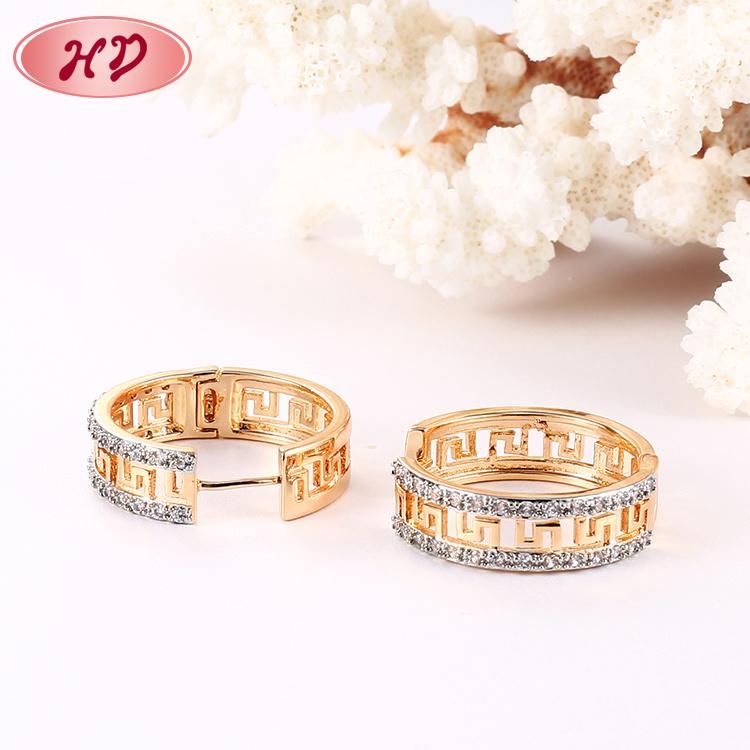 Fashion 18K Gold Plated Jewelry Silver Alloy Stud Drop Hoop Huggie CZ Earrings with Crystal for Women
