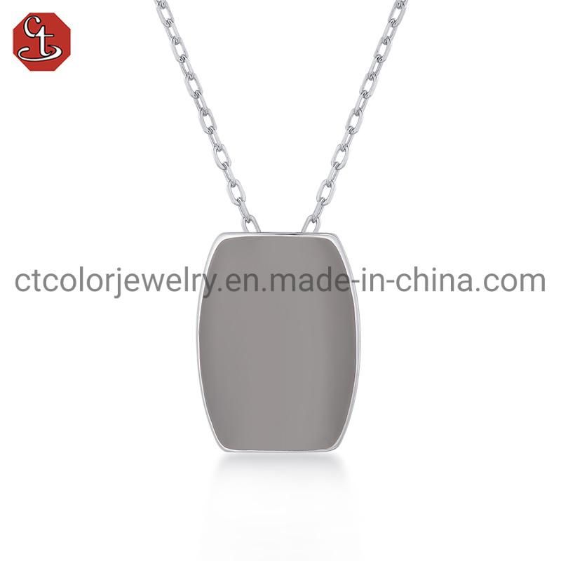 Wholesale Jewelry Grey Enamel 925 Silver  Pendant Necklace for Girls