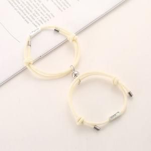 Custom Magnetic Love Logo Alloy Milan Rope Bracelet for Couple