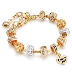 Fashion Jewellery Bead Charm Gold Bangle Diamond Bracelet