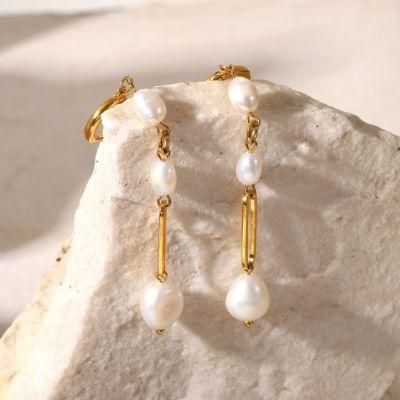 Wholesale Fashion Women Jewelry Baroque Pearl Pendant Earrings