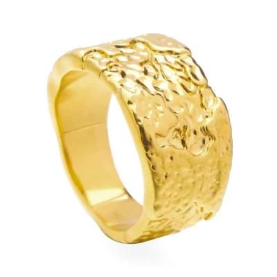 New Arrival Simple Wood Grain Rings for Women Gold Color Minimalist Rings Fashion Jewelry