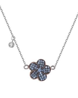 Blue CZ on Windmill 925 Sterling Silver Pendant Necklace