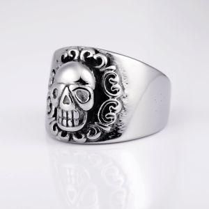 Punk Jewelry Skull Pattern Ring in Stainless Steel with Antique