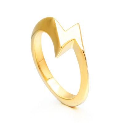 Cruve Shinning Gold Plated Twisted Ring 18K Gold Ladies Wedding Ring Engagement
