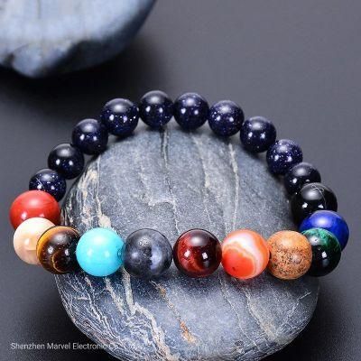 Men Women Fashion Jewelry Eight Planets Natural Stone Beads Bracelet