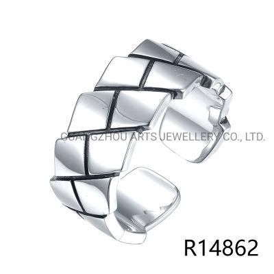 925 Sterling Silver Novelty Geometric Width Thai Style Adjustable Ring