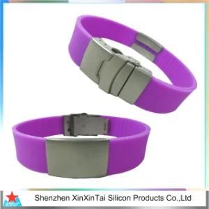Silicon Bracelet with Stainless Steel Clasp and Buckle (10018-48)