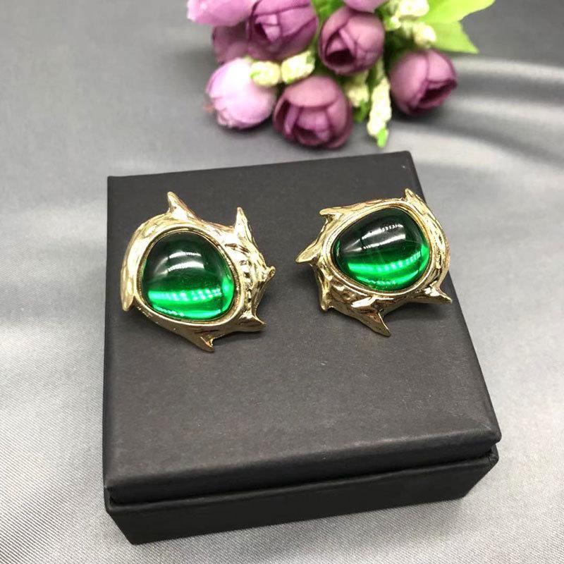 Fashion Jewelry Accessories Vintage Pearl Colorful Stone Silver Stud Earrings