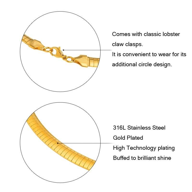Gold/Silver Stainless Steel Snake Chain Choker Necklace for Women