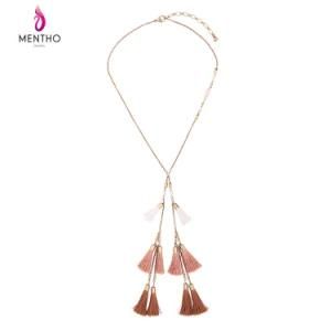 New Fashion Retro Ethnic Long Alloy Women&prime;s Sweater Necklace Tassel Pendant with Pearl