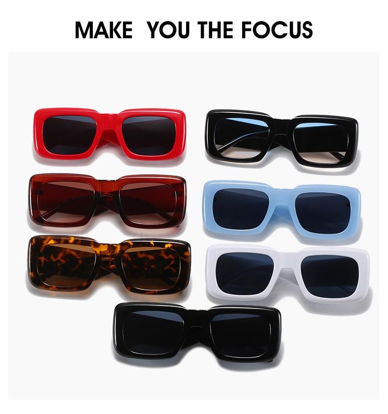 Hot Selling Sunglasses European and American Trend Square Sunglasses Women Retro Bright Black Simple Sunglasses
