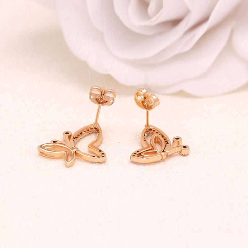 Fashion Jewelry Colorful CZ 18K Gold Plated Butterfly Zirconstuds Earrings