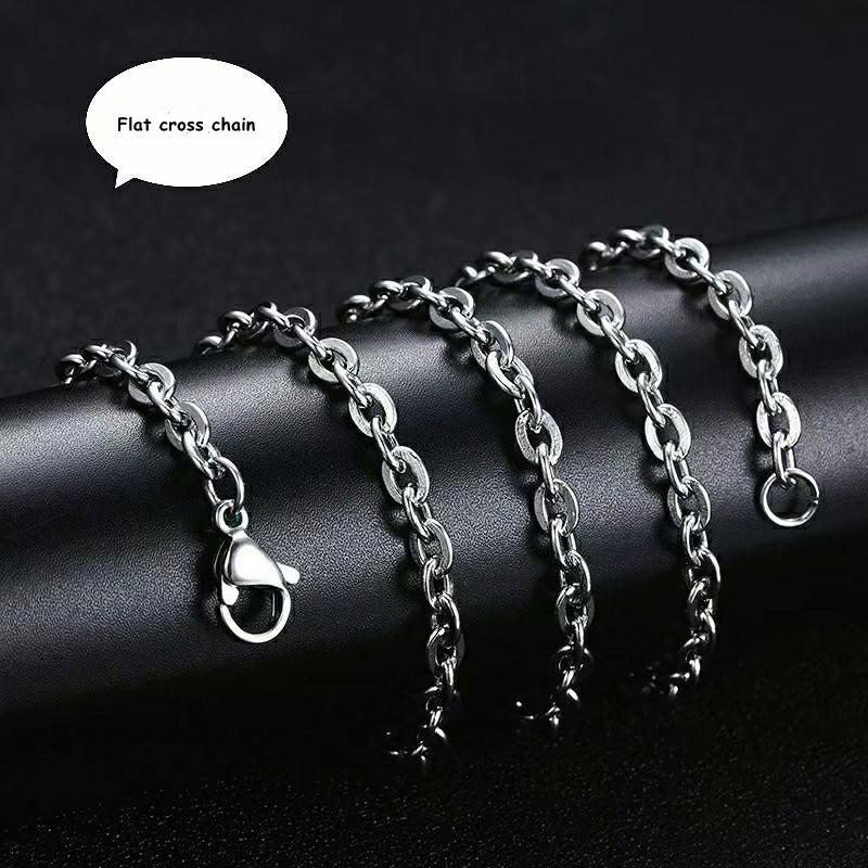 Stainless Steel Flat Cross Chain Necklace Crude Chain Necklace for Men Women Jewelry