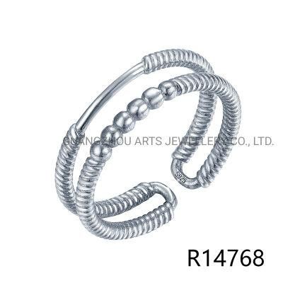 Hot Korean Line Chain 925 Sterling Silver Open Adjustable Ring