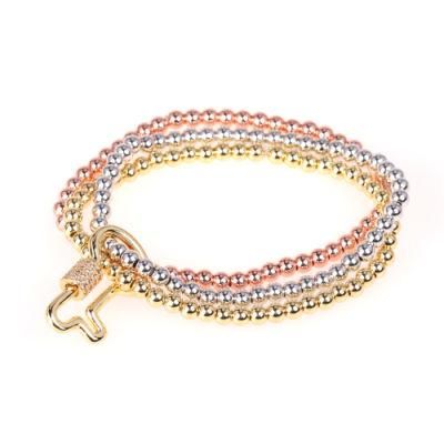 Wholesale Fashion Copper Bead Gold Plated Charm Pendant Bracelet