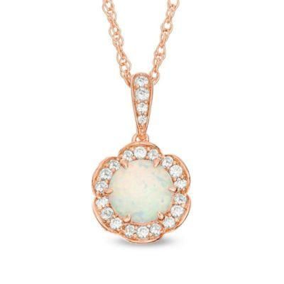 Hot Selling Jewelry Flower Frame Opal with CZ Necklace S925 Gold Plated Necklace