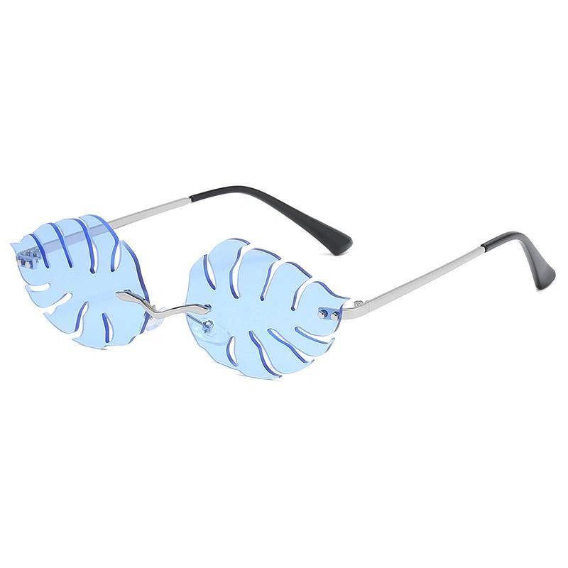 New Personalized Fashion Leaf Sunglasses for Women Metal Sunglasses for Men Candy Colored Glasses