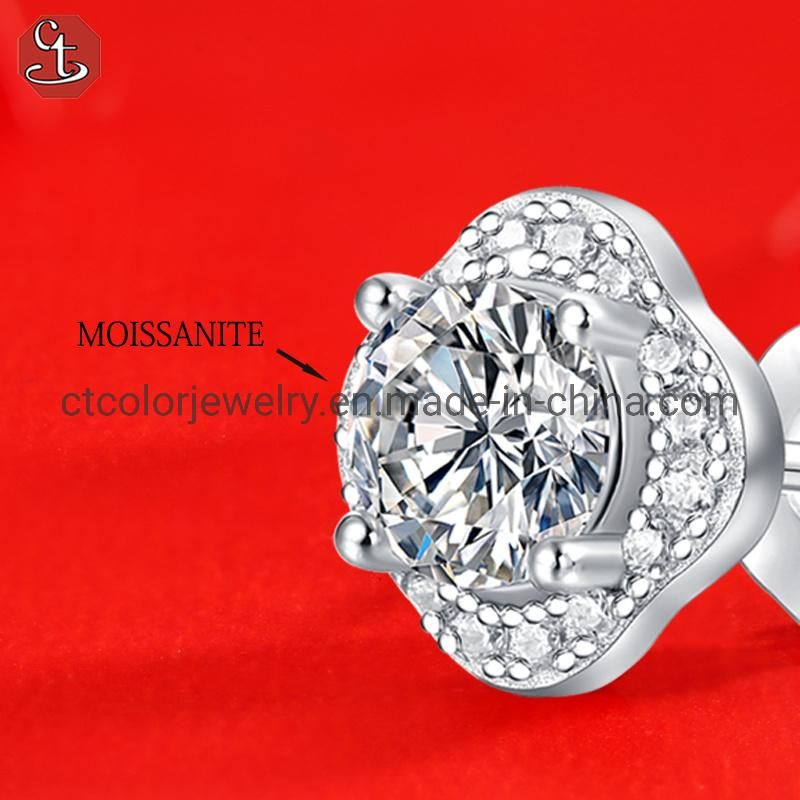 New fashion jewelry noble style fine polishing natural moissanite earrings for women