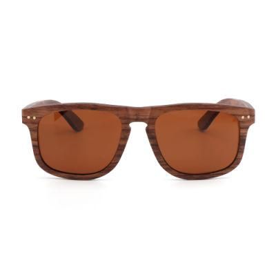 Classic Design Polarized Bamboo and Wooden Rectangle Frame Sunglasses