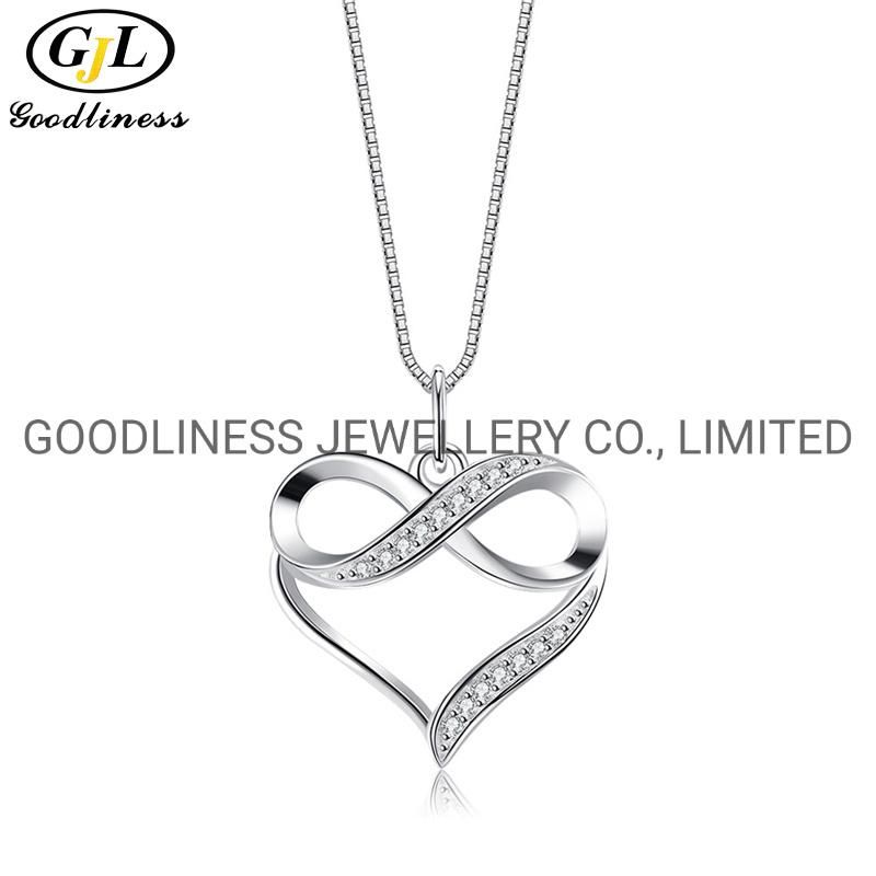Dainty 925 Sterling Silver Women Infinity Heart Pendant Necklace Design