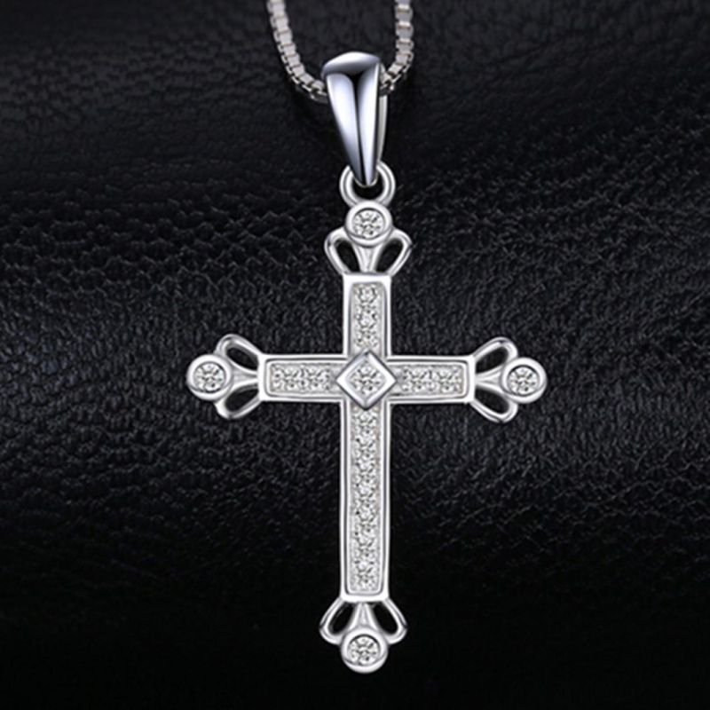 925 Sterling Silver Jewelry Crown Cross Heart Cubic Zirconia Pendant Fashion Jewelry Wholesale