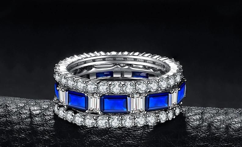 Blue Spinel Statement Ring Sets 925 Sterling Silver as Gifts for Women