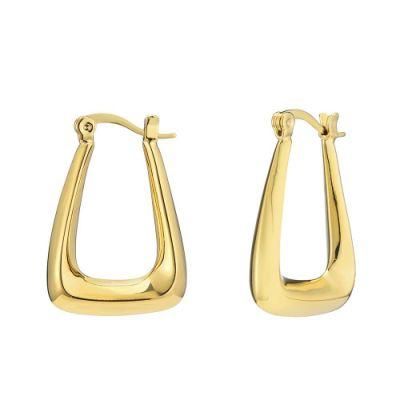 Multi-Faceted Corners Copper Earring in Simple U-Shape Design