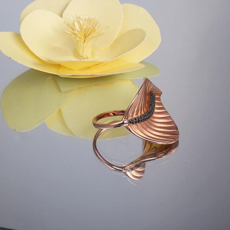 925 Silver Gold Plated Leaf Shape High Quality Hot Sale Factory Wholesale Trendy Women 2022 Ring