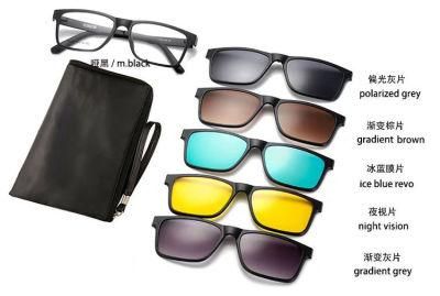 Rectangle Magnetic Snap-on Clip on Polarized Sunglasses Set