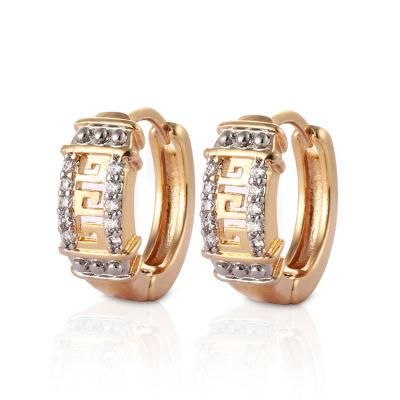 Fashion Jewelry 18K Gold Plated Silver Alloy CZ Drop Stud Hoop Huggie Earrings with Crystal for Women