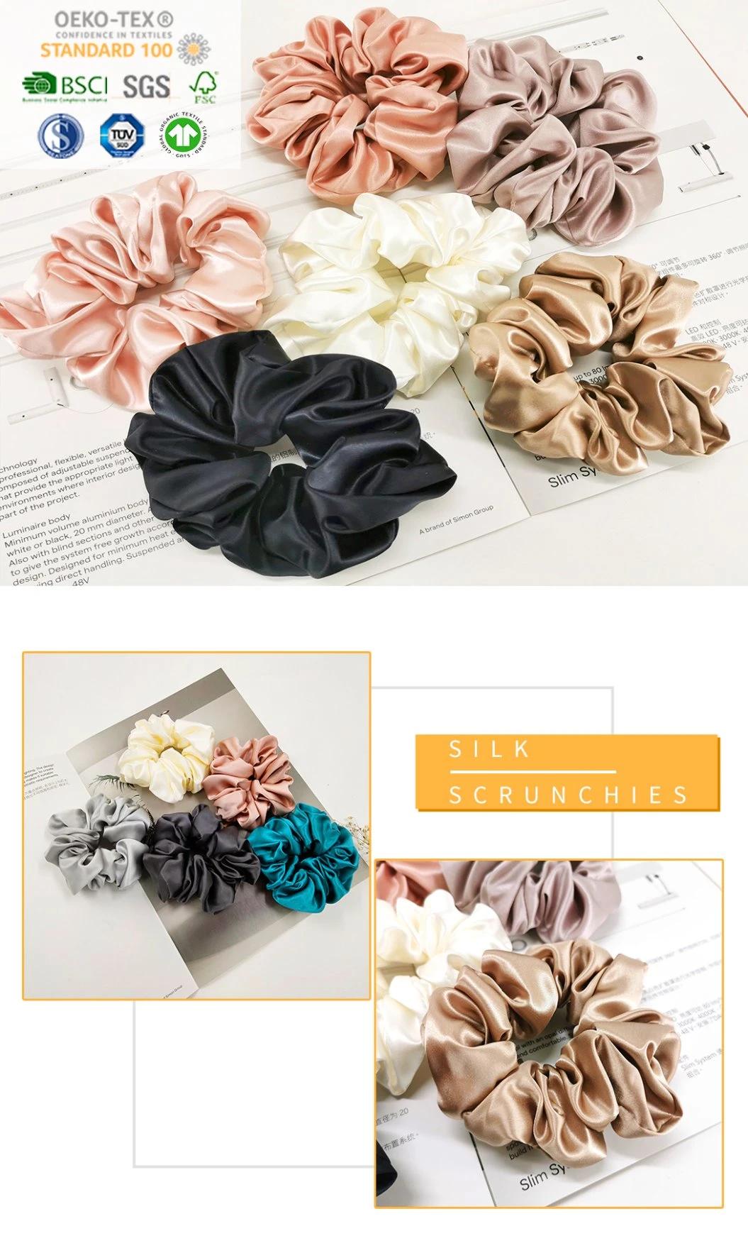 5cm Hot Sale 100% Mulberry Silk Silk Scrunchies with High Quality Elastic