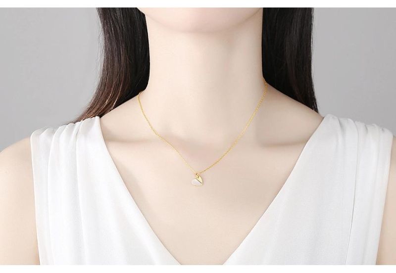 Fashion Rose Gold Love Heart S925 Silver Pendant Necklace