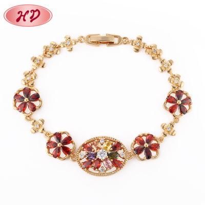 Fashion 18K Gold Rhodium Bracelet Jewelry Zircon Bracelet for Ladies