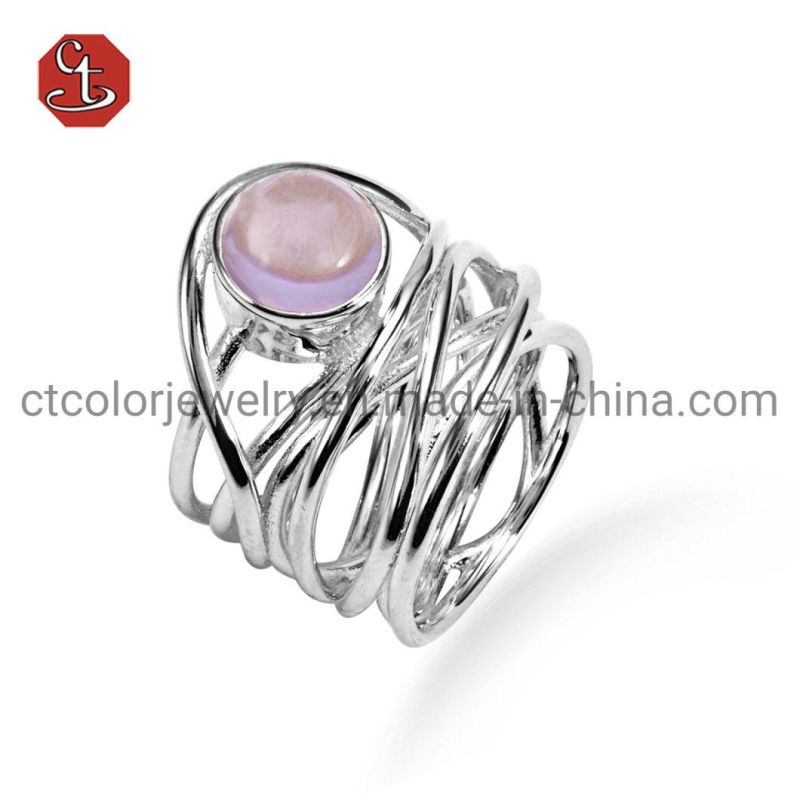 Pink Gemstones Rings for Women Solid 925 Sterling Silver Jewelry