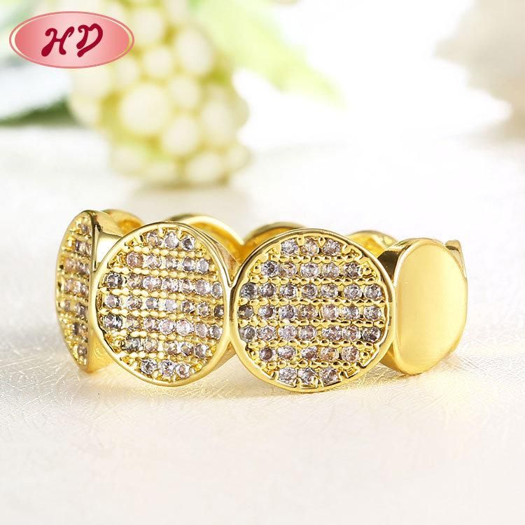 Luxury Accessories for Women Ajustable Fashion Jewelry Gold Plated Diamond Zircon Women′s Ring