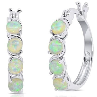 Fine Jewelry Moon Opal and Diamond Studs Earrings Opal Earrings Jewelry