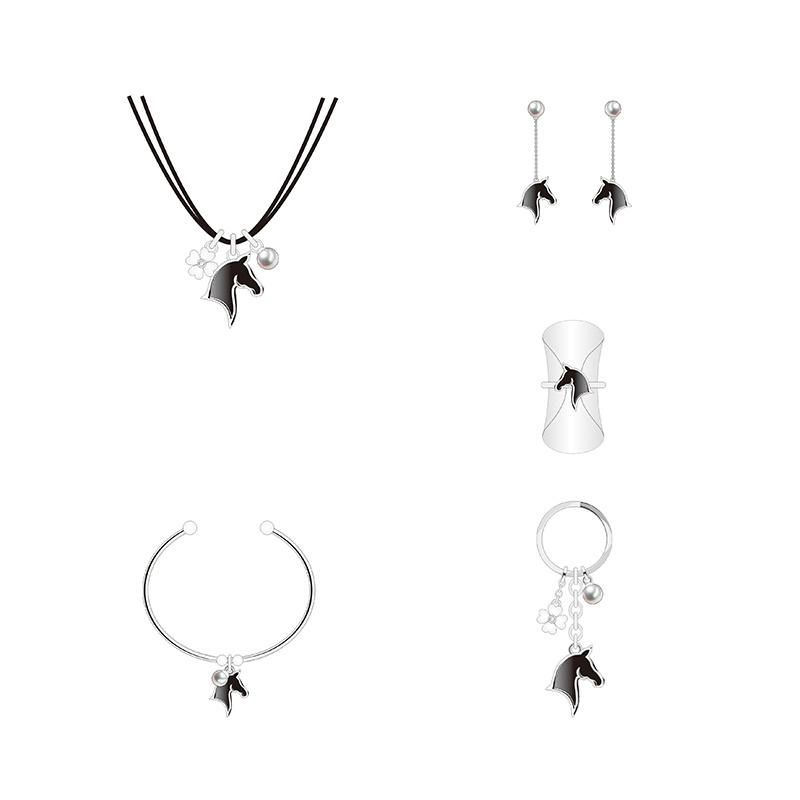 Classic Black Wooden Horse Pattern Imitation Jewelry