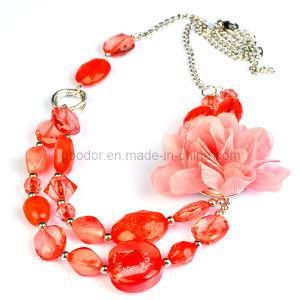 Red Stone with Flower Necklace (GD-AC165-2)