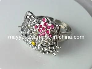 Fashion Jewelry-Rhinestones Adjustable Finger Ring