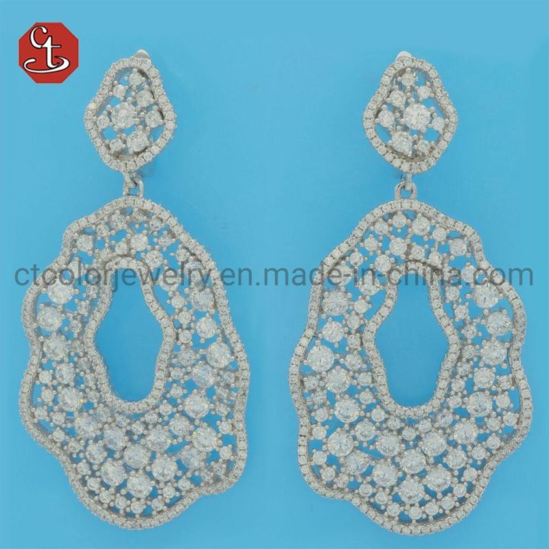 Trendy Cubic Zircon Drop Earrings Vintage Hollow Party Dangle Earrings Jewelry for Woman Gift Wholesale