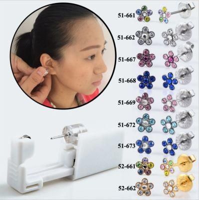 Disposable Low-Pain Ear Piercing Device Piercing Gun Piercing Tool Piercing Gun 316L Stainless Steel Flower Earrings Er9215