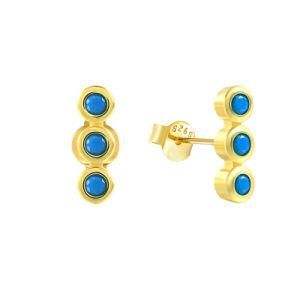 New Creative Luxury Diamonds Turquoise Sterling Silver Earrings Hip Hop Stud Earrings for Women