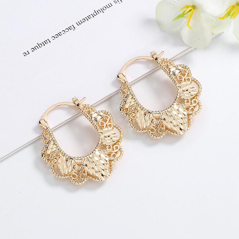 Costume 14K Jewellry Imitation Copper Jewelry Gold Circle-Shaped Earrings