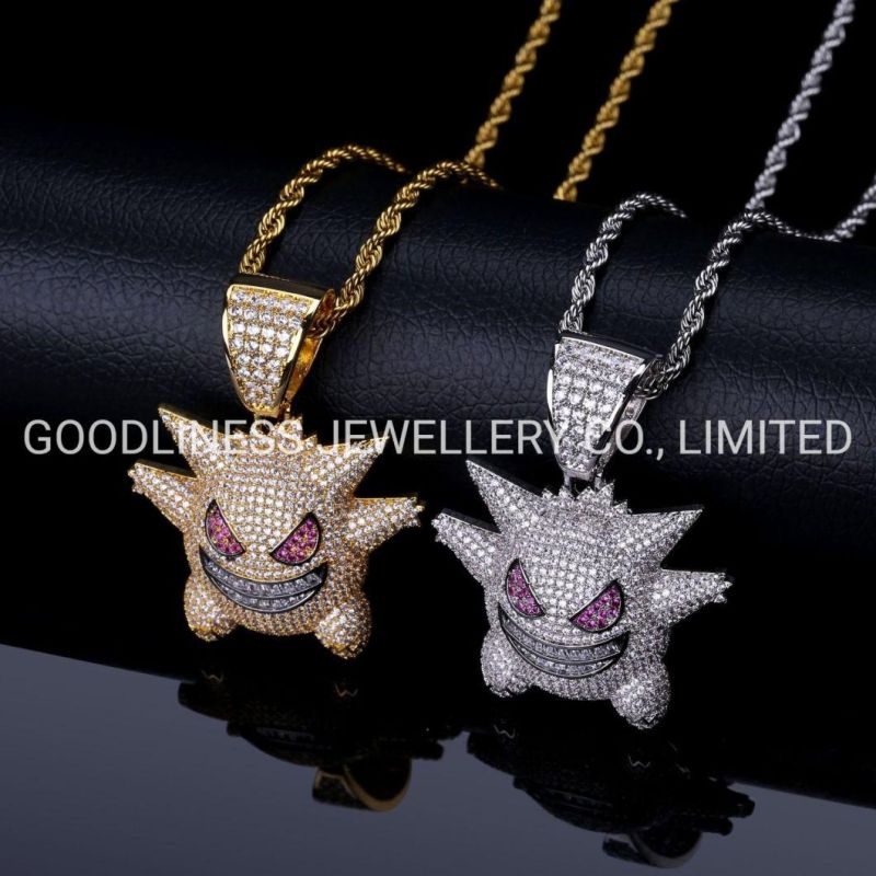 Hip Hop Iced out Gold Filled Evil Eye Pendant Necklace